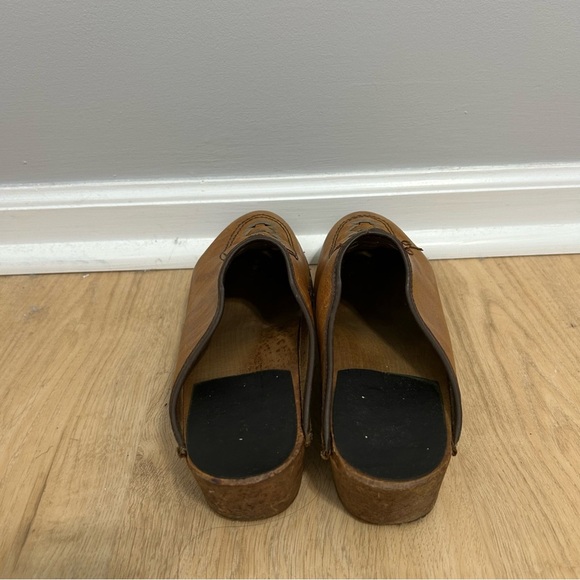MIA Vintage Brown Leather Woven Wooden Clog Slip-On Women’s Size 40 EU/ 9.5 US - Picture 4 of 8